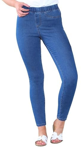 UC Womens Ex High Street Brand High Waist Jeggings Ladies Skinny Fit Stretch Jeans (Blue, 14)