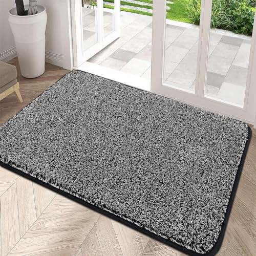 Pauwer Tappetini per interni per porta d'ingresso Tappetino per ingresso super assorbente antiscivolo Resistente tappetino per raccogli sporco (80X120cm, Nero)
