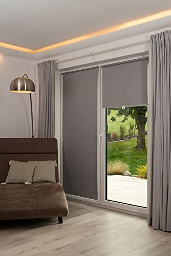 K-home 610325-8 Verdunklungsrollo/Springrollo, Grau, 45 cm x 150 cm (B x L)