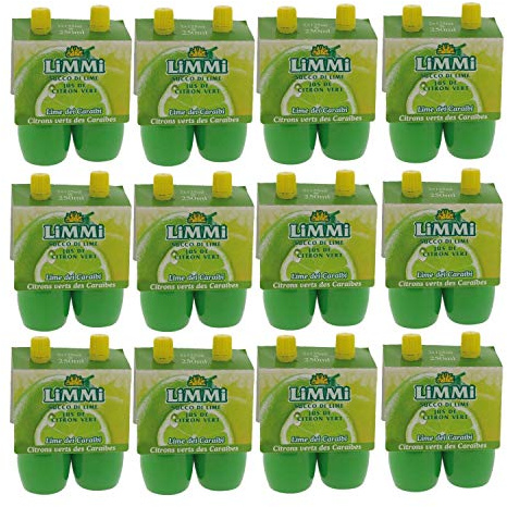 Lot de 12 Jus de Citron Vert Pressé Limmi 2 x 125ml – Jus de lime pour cocktails, cuisine et pâtisserie – Grand format économique