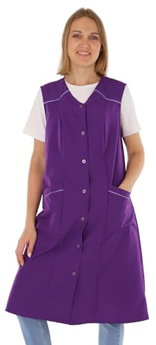 Blouse sans manches pour femme - Tablier de cuisine - Couleur unie - Robe de maison, lilas, 58