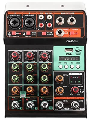 HMTE G40 Mini Mixer Audio DJ Protable Mixing Console di Musica Bluetooth USB 48V Alimentazione per PC Registrazione Webcast Live Party