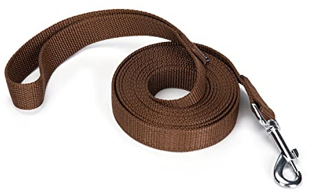 Siumouhoi Robuste, langlebige Nylon-Hundeleine, 2,5 cm breites Traktionsseil, 1,8 m 3 m 4,6 m lang, für kleine und mittelgroße Hunde (braun, 3 m)