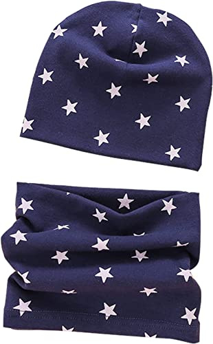 VUCDXOP Baby Kinder Baumwolle Mütze Schal Set Winter Jungen Mädchen Beanie Hüte + Schlauchschal 2er Set Herbst Winter Weich Baumwolle Beanie Mütze Hut Halstuch Rundschal Nackenwärmer Set