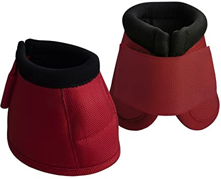 Gallopoff Equine Ballistic Overreach Bell Boots, No-Turn Horse Hoof Protection Boots (Sold in Pairs) WineRed Large