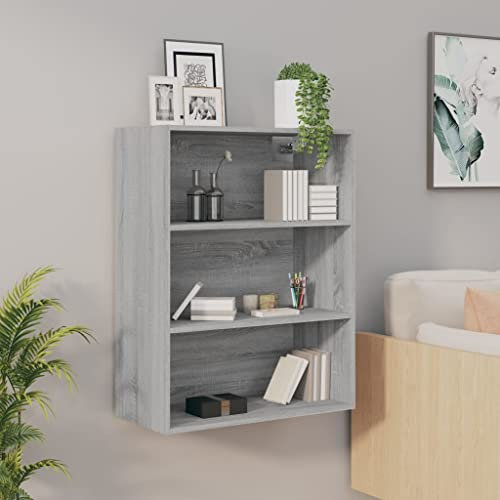 WIFESE Hängeschrank 69,5x32,5x90 cm Küchenschrank Küchenzeile Wandschrank Für Wohnzimmer Küche Schrank Badezimmerschrank Badezimmermöbel Cabinet Hängend Grau Sonoma Holzwerkstoff