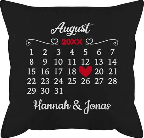 Kissen 50x50 - Partner Ideen Datum für Paare - 50 x 50 cm - Schwarz - Couple Pillow partnerkisen Valentinstag Name männerkissen ich Liebe Dich Geschenke