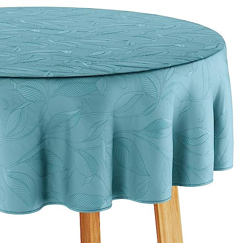 Filumi Tischdecke 140x200 cm oval Blau Abwaschbar Für Indoor Outdoor Pflanzenmuster Amalu