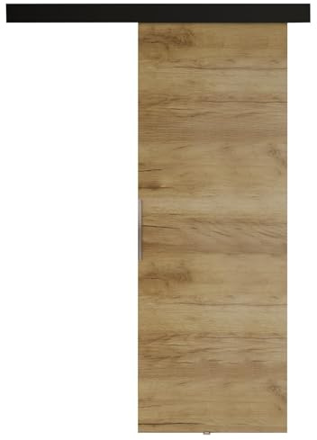 KIER FURNITURE Schiebetür Komplettset MALIBU - Tür mit Laufschiene - Schiebetürsystem - Raumspartür - Innentüren - Sliding Door Set - Eiche Craft B66xH205xT1,6cm