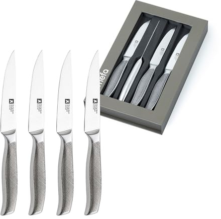 RICHARDSON SHEFFILED - Coffret 4 couteaux steak - Sense - Acier 13 C finition satinée manche tout inox texturés - 22.8 cm - Inox