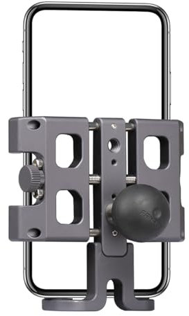 FANAUE CPC-09ES Soporte para teléfono móvil con Adaptador de Bola de 1 Compatible con RAM mounts B tamaño Brazo de Doble Enchufe y Soporte para teléfono de Bicicletas Moto para Smartphones de 5.5-7