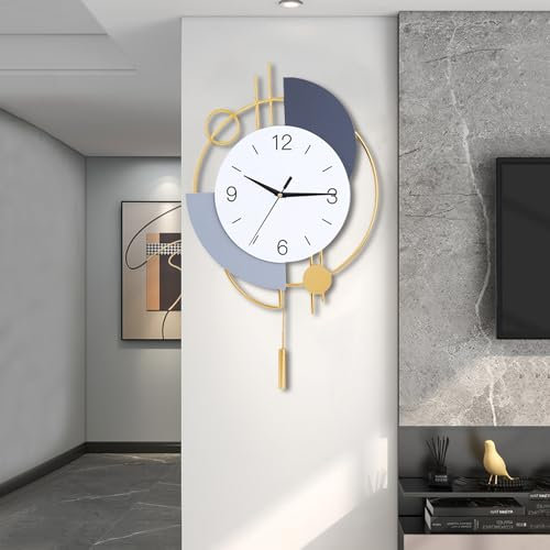 SIN&MI Wall Clocks for Living Room Decor Big Decorative Wall Clocks Battery Operated for Bedroom Kitchen Office Home Large Metal Wall Clock Silent Wall Clock Non Ticking,13 * 21.65 Inch