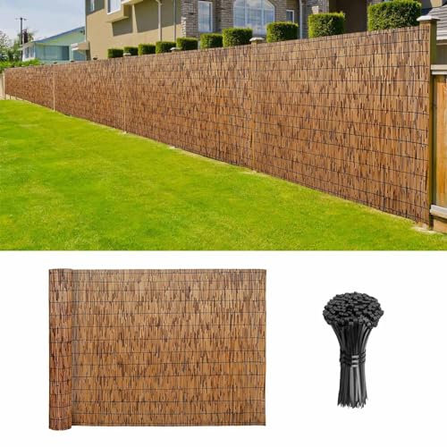 Balkon Sichtschutz, Natürlicher Bambus Matten, Schilfrohrmatte 140x300 100x600 80x900 100x400cm Sichtschutzzaun für Draußen/Garten/Dach/Hofdekoration, Strandflair Schilfzaun Leicht Zu Installieren