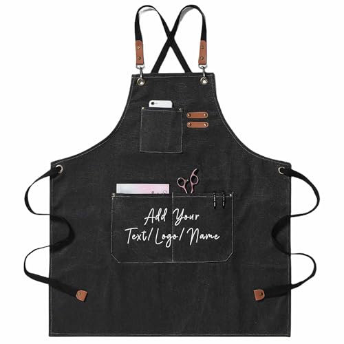 AIFLM Personalisiert Arbeit Schürze - Personalisierte Künstler Schürze mit Taschen - Wasserdicht Arbeit Gartenarbeit Koch Schürze - für den Chefköche/Kunsthandwerk/Gartenbau