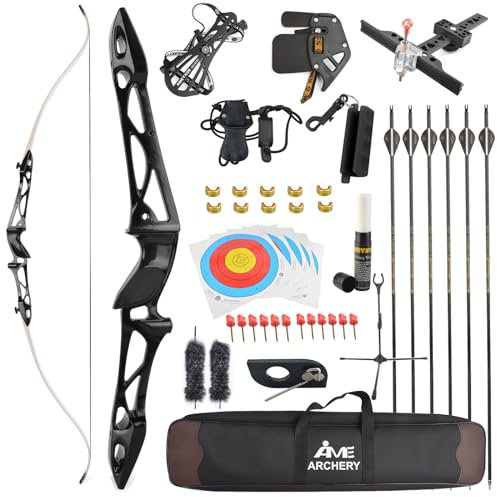 Bogenschießen Takedown Recurve Bogen und Pfeil Set 12-40 Ibs Bogen Kit für Ziel Jagd Praxis Aluminium 66/68/70 Zoll Wettbewerb Schießen Bogen (70 Inch Schwarz, 28 Ibs)
