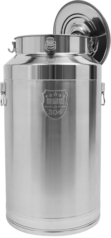 Gworobie 88L/23.25Gallon Stainless Steel Milk Can, Heavy Duty Milk Jug Milk Bucket Wine Pail Bucket Bottle Liquid Container Storage Milk Container for Grain Wine Liquid,Stainless Steel Sealed Tank