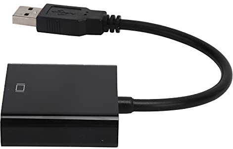 Adaptador USB 3.0 a VGA, Adaptador USB a VGA Tarjeta de Video Externa Convertidor de Video Hembra de 15 Pines para Computadora Portátil para Escritorio para PC (Black)