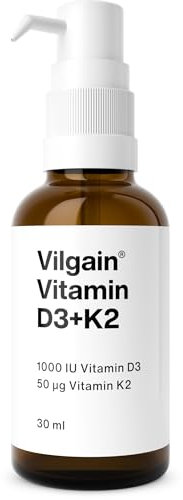 Vilgain Vitamin D3+K2 Drops – Vegan Liquid Formula for Bone Health & Immunity Support, High Absorption with MCT Oil, 150 Doses