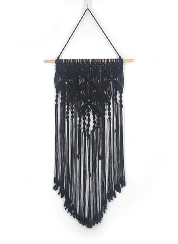 DSDGVDFBV Schwarz, 1Pcs Makramee Wandbehang Dekoration, Woven Wandbehang Boho Chic Baumwolle Handmade Wandteppich Und Türvorhang Decor Apartment