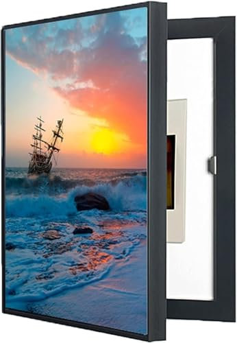 Abnehmbare ZäHler Abdeckung, Thekendekoration Sicherungskasten Abdeckung Schrank Bilderrahmen StromzäHler Dekorative Malerei Abdeckung Thekendekoration GemäLde Verstecken(A(Black),50x60cm)