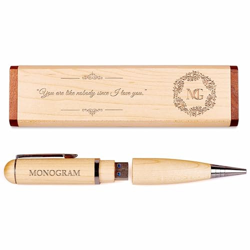 Clé USB Gravure Bois Personnalisée,USB Flash Drive 3.0 Coffret en Bois personnalisé,Coffret Stylo Bois Personnalisé Idée Cadeau pour Mariage,Remise des diplômes, Anniversaire (Graphic-03, 32, GB)