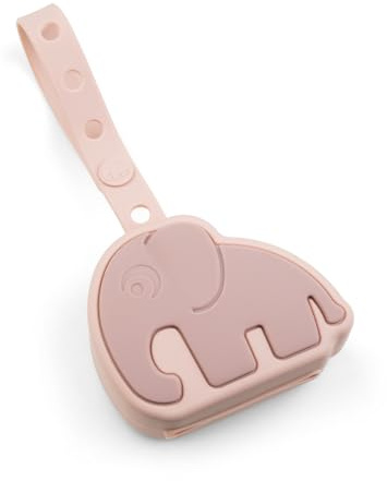 Done by Deer Schnullertäschchen aus Silikon Elphee Rosa - Kann 2-3 Schnuller halten - Baby Zubehör für einfaches Befestigen an Kinderwagen oder Wickeltasche - 100% Silikon in Lebensmittelqualität
