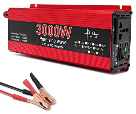 MXHACD Inversor De Corriente De 3000w/2200w/1600w/1000w, Convertidor De Salida De 12v/24v CC A 110v/220v Ca, con Salida De Ca, para Ordenador Portátil, Camión RV(Size:12V-220V,Color:1000W)