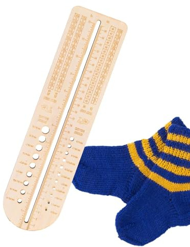 Sockenlineal Für Gestrickte Socken, Hölzerne Sockenblocker, Holzsockenblocker Zum Stricken, Socken Häkelnadel Messgerät, Häkeln Größe Messlineal, Häkelzubehör Für Strickanfänger 32 X 8 X 0.5 Cm