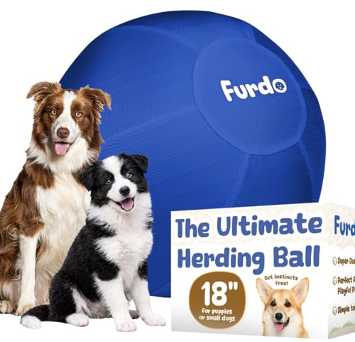 Furdo 18 Herding Ball for Dogs,for Corgis, for Australian Shepherd, for Cattle, for Border Collie, for Blue Heelers & Other Medium to Large Dogs, Herding Dog Ball, Herding Dog Toys - Blue