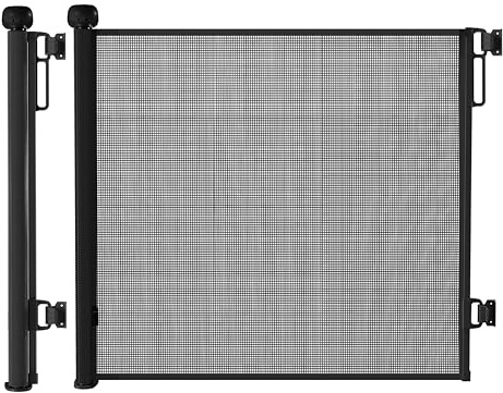 YOLAY Retractable Baby Gate 140 CM Wide, Mesh Child Safety Gate for Babies & Pets, Auto-Lock Dog Gate for Stairs and Doorways, One-Hand Operation Retractable Pet Gate for Indoor Use (Black)