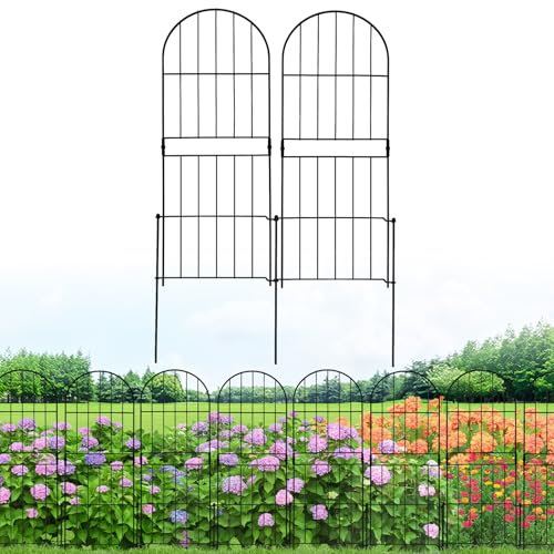 GOTGELIF 10 Pack 32in(H) X 10ft(L) Decorative Fence, Arched Fence - Easy to Disassemble & Install & No Dig Metal Garden Fence Border with 11 Metal Stake for Flower Bed, Landscape, Yard, Patio