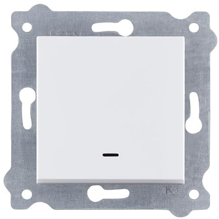 EXEN - Lichtschalter Unterputz 1-fach mit LED Kontrollleuchte - Einzelschalter - Weiß - All-in-One Kompatibel mit Serien KARELL/ODAK/COMFORT von Marke EXEN - 201/01E