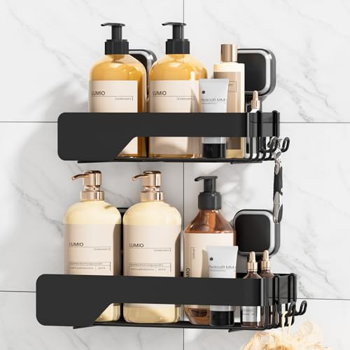 TAILI Etagere Douche Inox Ventouse éTagèRe De Douche Etagere Ventouse Salle De Bain Robuste Avec Ventouse Sous Vide, Panier De Rangement Amovible Sans PerçAge Pour Shampoing Et Articles De Toilette