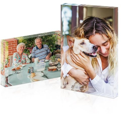 Personalised Photo Gifts Acrylic Block Plaque Personalised Photo Christmas Gifts for Man Women Him Family Gifts Acrylic Photo Block Frame with Any Picture