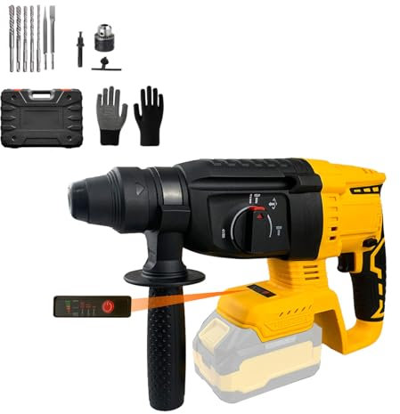 Cordless Hammer Drill, Brushless Rotary Hammer Drill Compatible with Makita 18V Battery, 4 Modes, Infinitely Variable Speed, SDS Plus Hammer with 7Pcs Drills (No Battery)