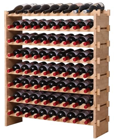 FDHUIJIA 72 Bottle Stackable Storage Modular Wine Rack Cabinet Bamboo freestanding Floor Wine Holder Display Shelves