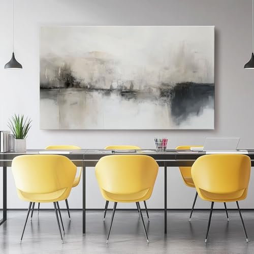 Modern Abstrakt Gesprenkelt Ölgemälde Leinwand Bilder Wanddeko Beige Grau, 150 x 50 cm Kunstdruck Wandbild auf Wanddekoration Canvas Bilder für die Wohnzimmer Schlafzimmer Wandbilder Wand Badezimmer
