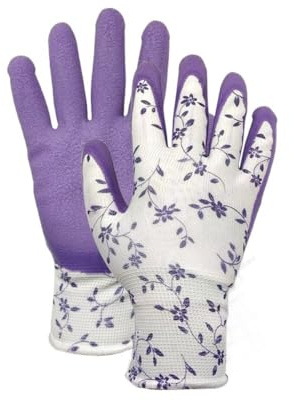 Gardening Gloves for Women,Latex Foam Gloves,Breathable Garden Gloves with Grip,Printed Latex Coating Outdoor Working Gloves(Purple)