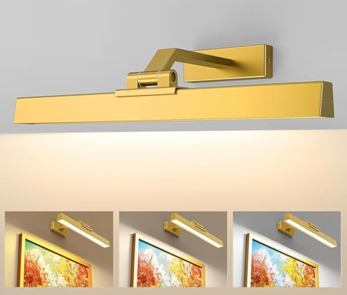 MOITA Picture Lights for Wall, 5000mAh Battery Operated Wall Lights with Remote, Rechargeable LED Picture Lights, Cordless Dartboard Lights Gold 40CM