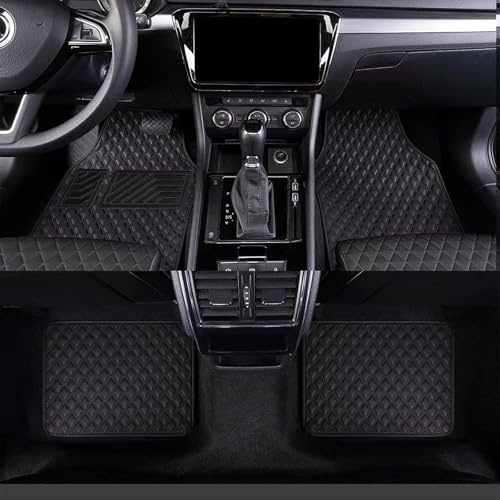 4 Stück Auto Leder Fußmatten für Alfa Romeo Junior 2024, Allwetter Wasserdicht Anti-Rutsch Teppich Matten Vorne und Hinten Schutz Autoteppich Einfach zu Reinigen Auto Zubehör,Black