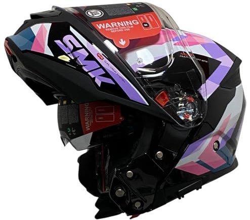 Casco de Moto Modular SMK Gullwing Charger Rosa Abatible con Visor Solar - Homologado P/J ECE 22.06 - Designed