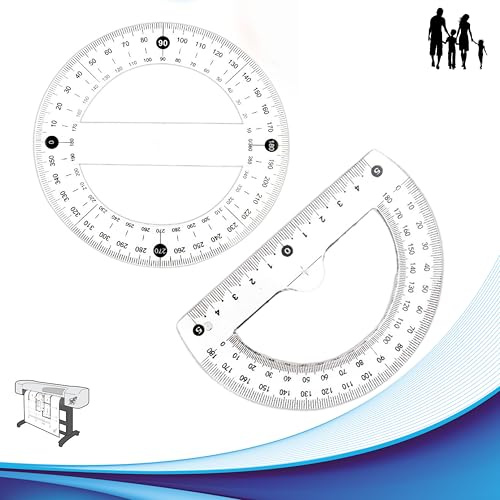Goniometro 360° Trasparente più goniometro 180° diamtreo 10 cm - Strumento di miisurazione di precisione ideale per Scuola, Università e Ufficio, per Ingegneri Archietetti o Geometri.