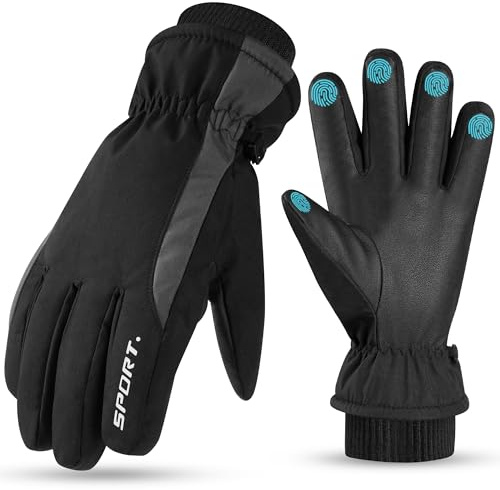 Torven Guanti Moto Invernali Uomo,Guanti Termici Touchscreen Impermeabili Caldi e Ispessiti per Uomo e Donna, Snowboard per Ciclismo,Motociclismo,Neve,Corsa,Alpinismo ed Escursionismo (XL)