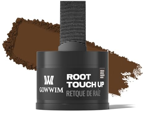 Gowwim Poudre de racines 4 g marron moyen – Poudre capillaire pour homme et femme – Correcteur imperméable pour épaissir les cheveux et les racines pour cheveux clairsemés