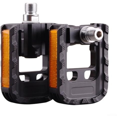 babominimer Faltbare Pedale, 9/16 Zoll, Aluminiumlegierung, Plattform mit versiegelten Lagern und reflektierenden Streifen, leichte, rutschfeste Klapppedale, kompatibel mit elektrischen (schwarz)