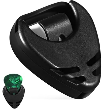 Mobestech Selbstklebender Gitarrenplektrumhalter aus ABS Kunststoff Schwarzer Pick Halter mit Federmechanismus für Gitarren Plektren bis 4 Stück Praktisches Gitarrenzubehör