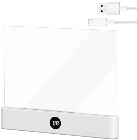 Shenrongtong Lampada da libro a LED intelligente, da lettura piatte trasparenti ricaricabili, lampada a pagina con 3 colori e timer, lampade da comodino per lettore studentesco