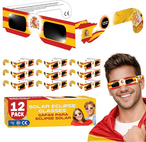 Galaxium 12 Gafas Eclipse Solar 2026 para Niños y Niñas ISO 12312-2