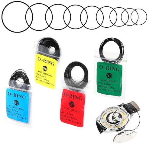 Nymora 80 O-rings pour montres – Set d'O-rings pour réparation de montres, joints d'étanchéité waterproof 0.5/0.6/0.7/0.8 mm, joint de rechange en silicone-gomme pour couvercle arrière de montre