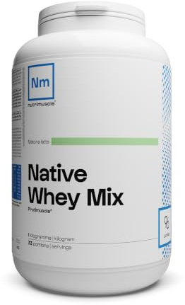 Nutrimuscle Whey Native Protimuscle 1 Kg Matcha | Mix Protein Whey Native + Caséine - Prise de muscle, Sèche & Perte de poids - Idéal en postworkout ou collation - Musculation